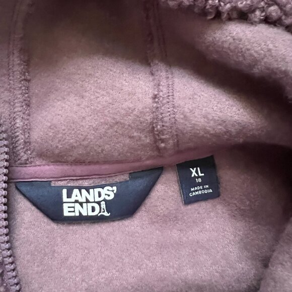Lands' End XL Purple Boucle Women's Cozy Fleece Hooded Coat - Picture 3 of 3